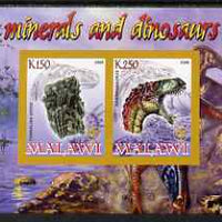 Malawi 2008 Minerals & Dinosaurs imperf sheetlet #4 containing 2 values with Scout Logo unmounted mint