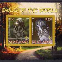 Malawi 2008 Owls of the World imperf sheetlet #5 containing 2 values with Scout Logo unmounted mint