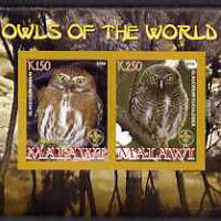 Malawi 2008 Owls of the World imperf sheetlet #6 containing 2 values with Scout Logo unmounted mint