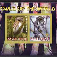 Malawi 2008 Owls of the World imperf sheetlet #7 containing 2 values with Scout Logo unmounted mint