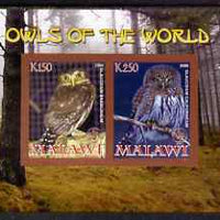 Malawi 2008 Owls of the World imperf sheetlet #8 containing 2 values with Scout Logo unmounted mint