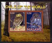 Malawi 2008 Owls of the World imperf sheetlet #8 containing 2 values with Scout Logo unmounted mint