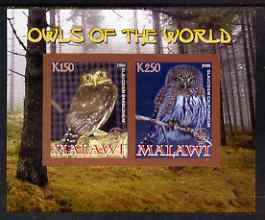 Malawi 2008 Owls of the World imperf sheetlet #8 containing 2 values with Scout Logo unmounted mint