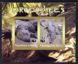 Benin 2008 WWF - Crocodiles imperf sheetlet containing 2 values unmounted mint