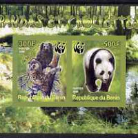 Benin 2008 WWF - Owls & Bears imperf sheetlet containing 2 values unmounted mint