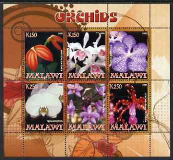 Malawi 2008 Orchids perf sheetlet containing 6 values unmounted mint