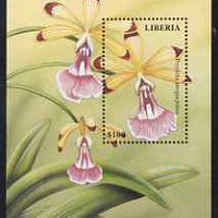 Liberia 1999 Tropical Orchids perf m/sheet #2 (Psychilis atropurpurea) signed by Thomas C Wood the designer unmounted mint