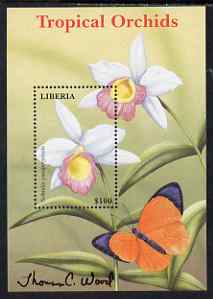 Liberia 1999 Tropical Orchids perf m/sheet #3 (Sobralia yauaperyensis) signed by Thomas C Wood the designer unmounted mint