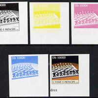 St Thomas & Prince Islands 2004 Chess 10,000 Db the set of 5 imperf progressive proofs comprising the 4 individual colours plus all 4-colour composite, unmounted mint