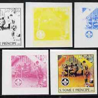 St Thomas & Prince Islands 2004 Scouts 7,000 Db the set of 5 imperf progressive proofs comprising the 4 individual colours plus all 4-colour composite, unmounted mint