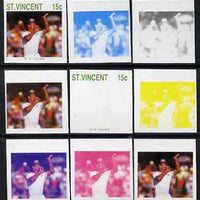 St Vincent 1988 Cricketers 15c D K Lillee the set of 9 imperf progressive proofs comprising the 5 individual colours plus 2, 3, 4 and all 5-colour composites unmounted mint, as SG 1144