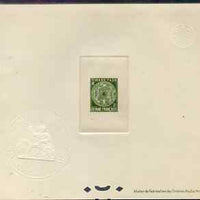 French Guiana 1947 Postage Due 30c olive-green Epreuves deluxe proof sheet in issued colour with Official French Colonies impressed die stamp (from very limited printing) being the first item to feature a Frog, as SG D245