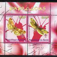 Benin 2008 Butterflies #1 perf sheetlet containing 2 values each with Scout Logo, unmounted mint