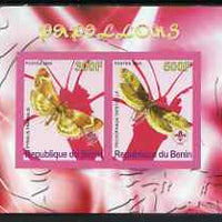 Benin 2008 Butterflies #1 imperf sheetlet containing 2 values each with Scout Logo, unmounted mint