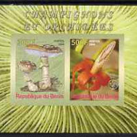 Benin 2008 Fungi & Orchids #1 imperf sheetlet containing 2 values each with Scout Logo, unmounted mint