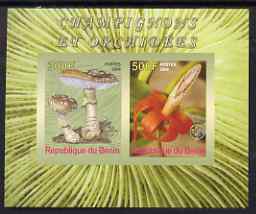 Benin 2008 Fungi & Orchids #1 imperf sheetlet containing 2 values each with Scout Logo, unmounted mint