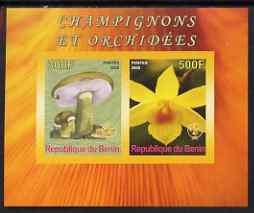 Benin 2008 Fungi & Orchids #2 imperf sheetlet containing 2 values each with Scout Logo, unmounted mint