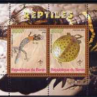 Benin 2008 Reptiles #1 perf sheetlet containing 2 values each with Scout Logo, unmounted mint