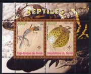 Benin 2008 Reptiles #1 perf sheetlet containing 2 values each with Scout Logo, unmounted mint