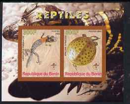 Benin 2008 Reptiles #1 imperf sheetlet containing 2 values each with Scout Logo, unmounted mint