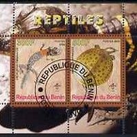 Benin 2008 Reptiles #1 perf sheetlet containing 2 values each with Scout Logo, fine cto used