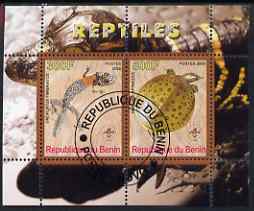 Benin 2008 Reptiles #1 perf sheetlet containing 2 values each with Scout Logo, fine cto used