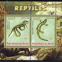 Benin 2008 Reptiles #2 perf sheetlet containing 2 values each with Scout Logo, unmounted mint