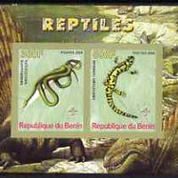 Benin 2008 Reptiles #2 imperf sheetlet containing 2 values each with Scout Logo, unmounted mint