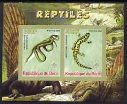 Benin 2008 Reptiles #2 imperf sheetlet containing 2 values each with Scout Logo, unmounted mint