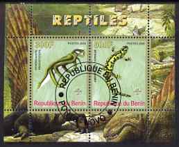 Benin 2008 Reptiles #2 perf sheetlet containing 2 values each with Scout Logo, fine cto used