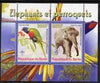 Benin 2008 Elephants & Parrots #1 perf sheetlet containing 2 values each with Scout Logo, unmounted mint