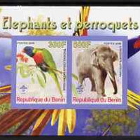 Benin 2008 Elephants & Parrots #1 imperf sheetlet containing 2 values each with Scout Logo, unmounted mint