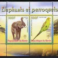 Benin 2008 Elephants & Parrots #2 perf sheetlet containing 2 values each with Scout Logo, unmounted mint