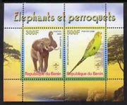 Benin 2008 Elephants & Parrots #2 perf sheetlet containing 2 values each with Scout Logo, unmounted mint