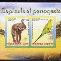 Benin 2008 Elephants & Parrots #2 imperf sheetlet containing 2 values each with Scout Logo, unmounted mint