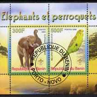 Benin 2008 Elephants & Parrots #2 perf sheetlet containing 2 values each with Scout Logo, fine cto used