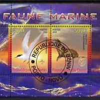 Benin 2008 Marine Fauna #1 perf sheetlet containing 2 values each with Scout Logo, fine cto used