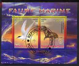 Benin 2008 Marine Fauna #1 perf sheetlet containing 2 values each with Scout Logo, fine cto used