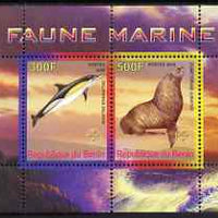 Benin 2008 Marine Fauna #2 perf sheetlet containing 2 values each with Scout Logo, unmounted mint