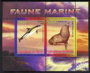 Benin 2008 Marine Fauna #2 perf sheetlet containing 2 values each with Scout Logo, unmounted mint