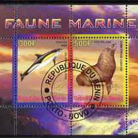 Benin 2008 Marine Fauna #2 perf sheetlet containing 2 values each with Scout Logo, fine cto used