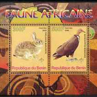 Benin 2008 African Fauna #1 perf sheetlet containing 2 values each with Scout Logo, unmounted mint