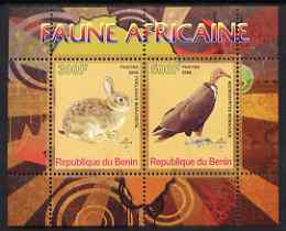 Benin 2008 African Fauna #1 perf sheetlet containing 2 values each with Scout Logo, unmounted mint