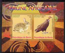 Benin 2008 African Fauna #1 imperf sheetlet containing 2 values each with Scout Logo, unmounted mint