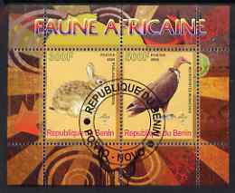 Benin 2008 African Fauna #1 perf sheetlet containing 2 values each with Scout Logo, fine cto used