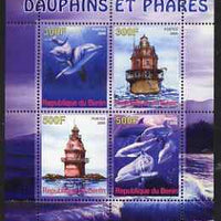 Benin 2008 Dolphins & Lighthouses perf sheetlet containing 4 values, unmounted mint