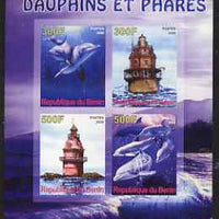 Benin 2008 Dolphins & Lighthouses imperf sheetlet containing 4 values, unmounted mint