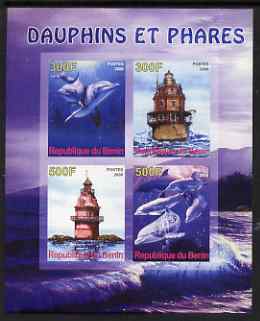 Benin 2008 Dolphins & Lighthouses imperf sheetlet containing 4 values, unmounted mint