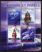 Benin 2008 Dolphins & Lighthouses perf sheetlet containing 4 values, fine cto used