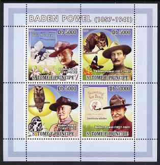 St Thomas & Prince Islands 2008 Baden Powell perf sheetlet containing 4 values unmounted mint